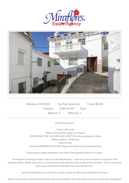 Reference. R3438346 Top Floor Apartment Price € 80000 Yunquera