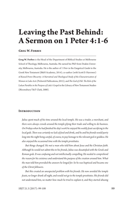 A Sermon on 1 Peter 4:1-6 Greg W