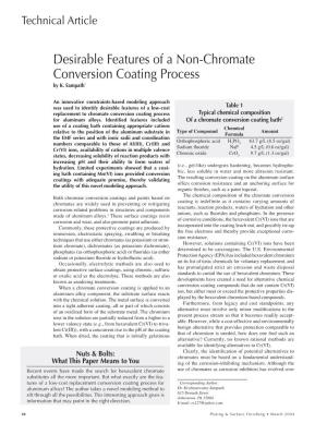 Desirable Features of a Non-Chromate Conversion Coating Process by K