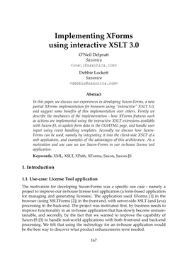 Implementing Xforms Using Interactive XSLT