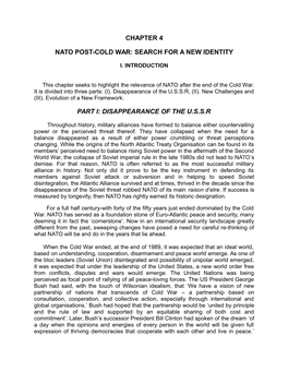 Chapter 4 Nato Post-Cold War: Search for a New Identity