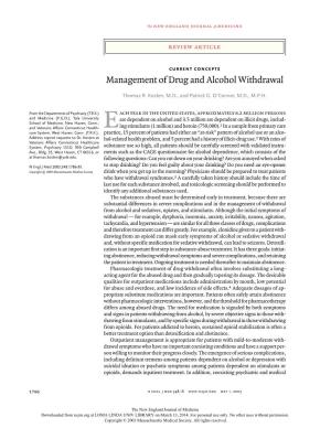 Management of Drug and Alcohol Withdrawal