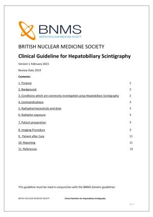Clinical Guideline for Hepatobiliary Scintigraphy