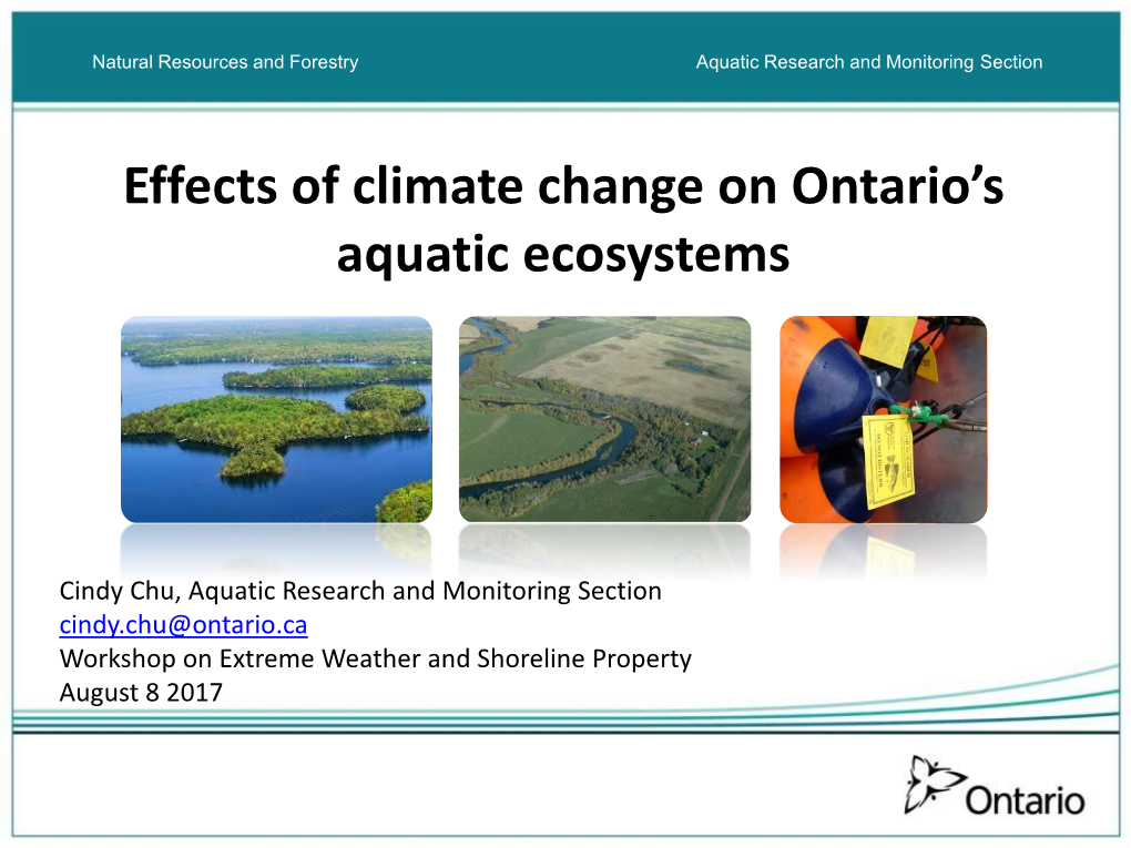 Effects of Climate Change on Ontario's Aquatic Ecosystems