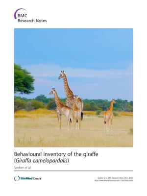 Giraffa Camelopardalis) Seeber Et Al
