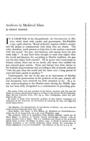Archives in Medieval Islam by ERNST POSNER