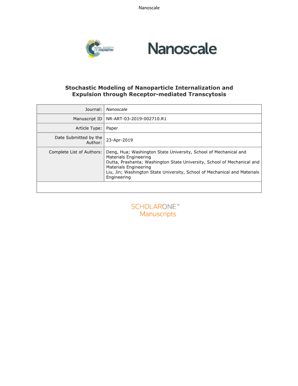 Stochastic Modeling of Nanoparticle Internalization and Expulsion Through Receptor-Mediated Transcytosis