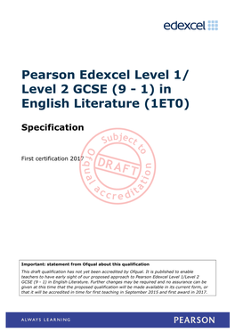 Edexcel GCSE and GCE 2014