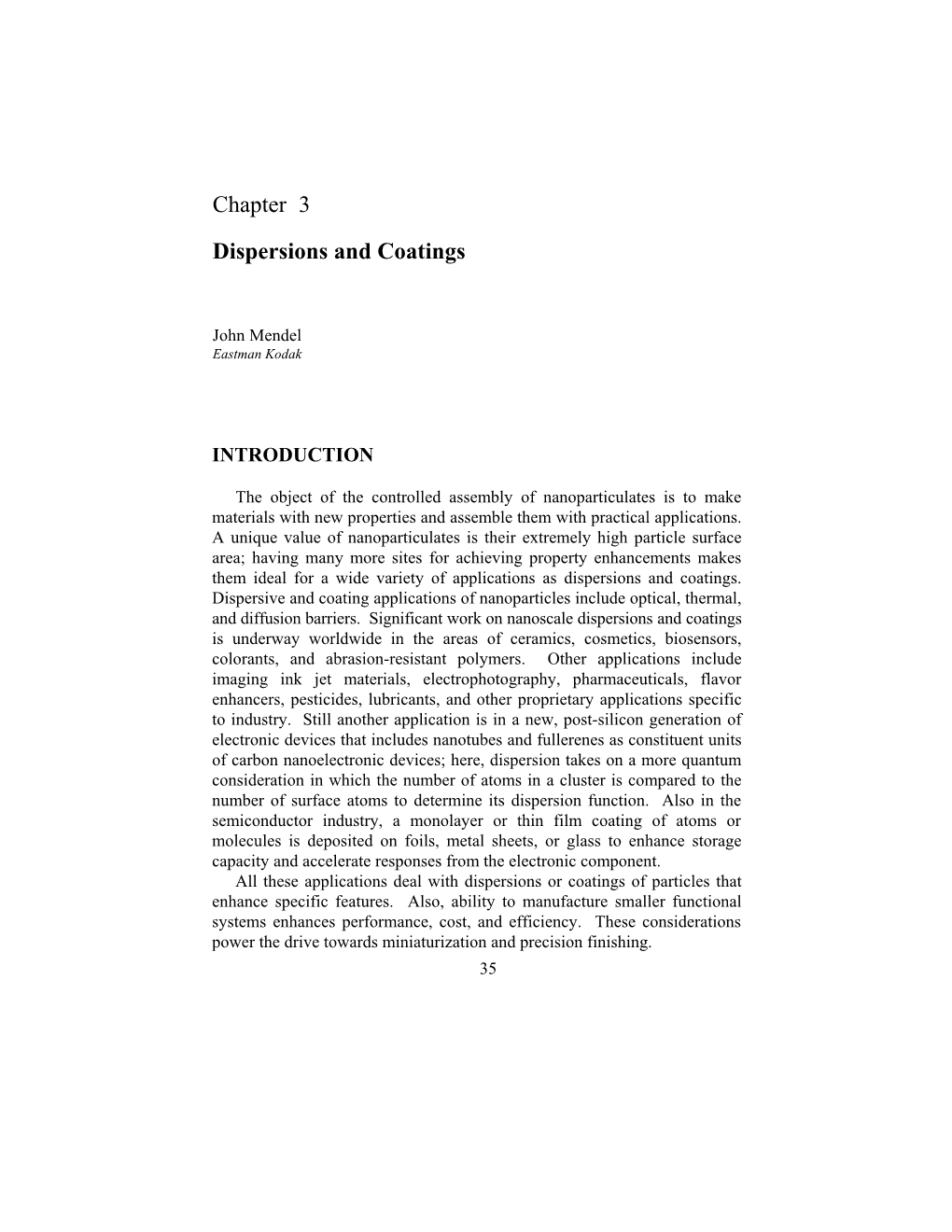 Chapter 3 Dispersions and Coatings