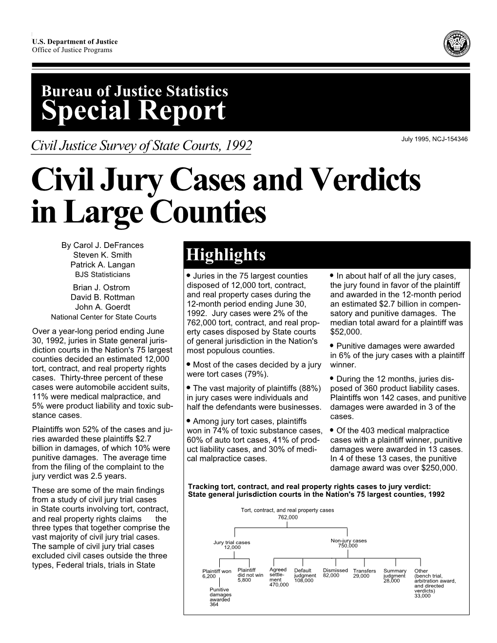 Civil Jury Cases and Verdicts in Large Counties