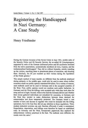 Registering the Handicapped in Nazi Germany: a Case Study