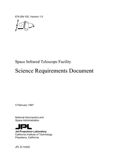 Space Infrared Telescope Facility Science Requirements Document