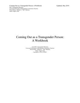 Coming out As a Transgender Person: a Workbook