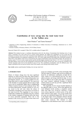 Contribution of Wave Set-Up Into the Total Water Level in the Tallinn Area