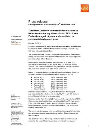 Press Release Embargoed Until 1Pm Thursday 10Th November 2016