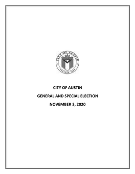 City of Austin General and Special Election November 3, 2020