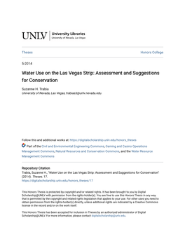 Water Use on the Las Vegas Strip: Assessment and Suggestions for Conservation