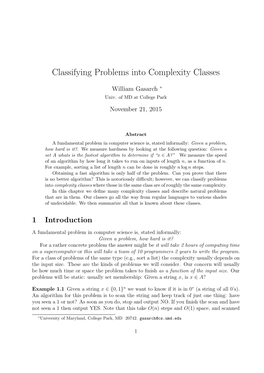 Classifying Problems Into Complexity Classes