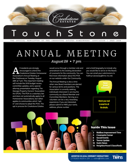 ANNUAL MEETING August 28 • 7 Pm