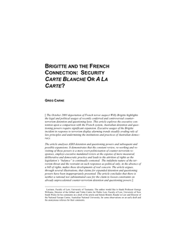 Brigitte and the French Connection: Security Carte