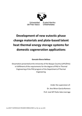 Development of New Eutectic Phase Change Materials and Plate-Based Latent Heat Thermal Energy Storage Systems for Domestic Cogeneration Applications