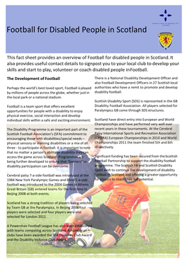 Football for Disabled People in Scotland