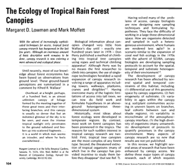 The Ecology of Tropical Rain Forest Canopies