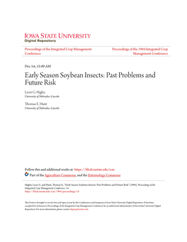Early Season Soybean Insects: Past Problems and Future Risk Leon G