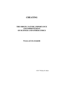 Cheating the Origin, Nature, Importance and Improvement of Business And