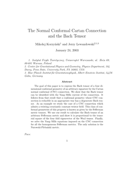 The Normal Conformal Cartan Connection and the Bach Tensor