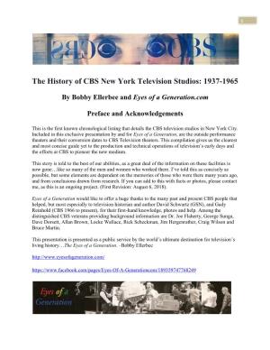 The History of CBS New York Television Studios: 1937-1965