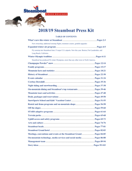 2018/19 Steamboat Press Kit