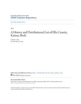 A History and Distributional List of Ellis County, Kansas, Birds Charles A
