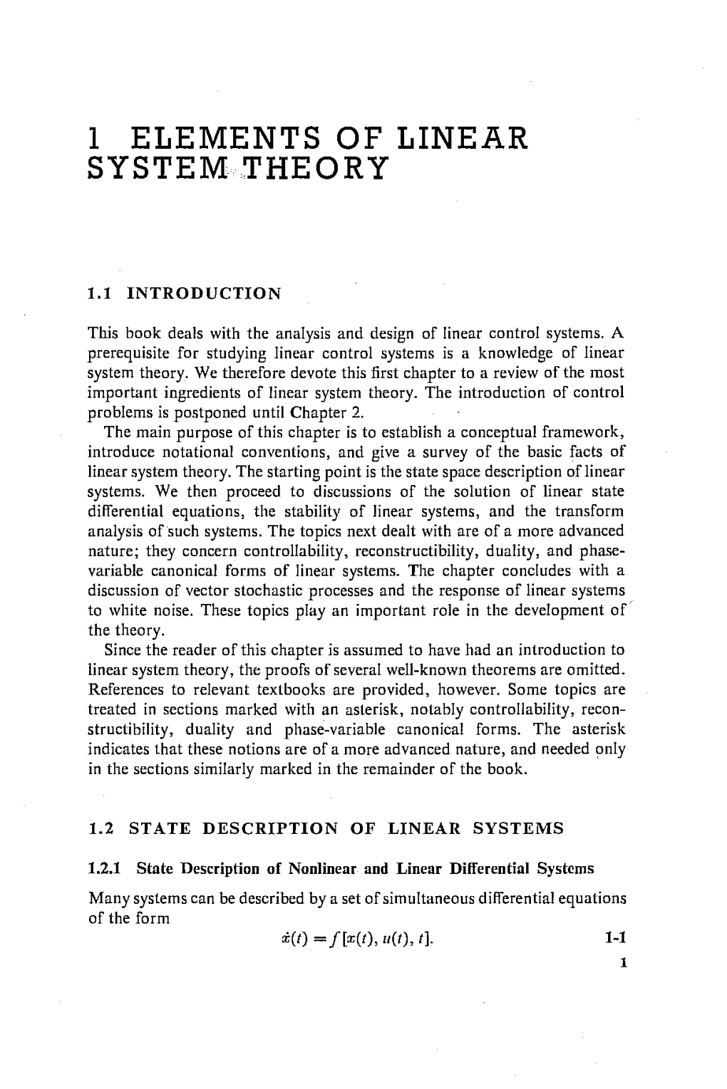 1 Elements of Linear System Theory