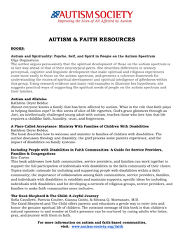 Autism & Faith Resources