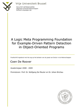 A Logic Meta Programming Foundation for Example-Driven Pattern Detection in Object-Oriented Programs