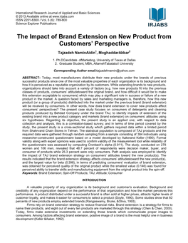 The Impact of Brand Extension on New Product from Customers’ Perspective