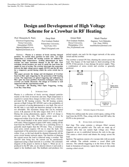 Design and Development of High Voltage Scheme for a Crowbar in RF Heating