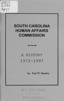 South Carolina Human Affairs Commission a History