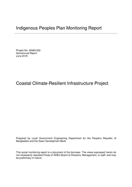 Indigenous Peoples Plan Monitoring Report Coastal Climate-Resilient