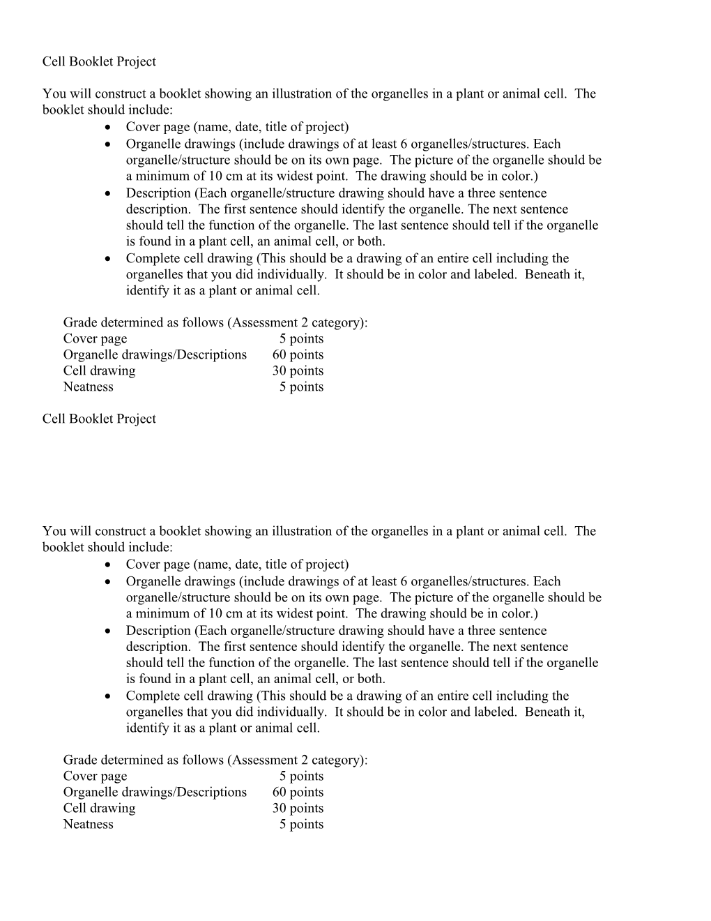 Cell Booklet Project