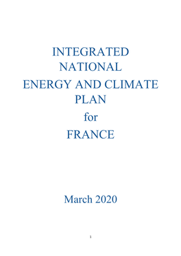 INTEGRATED NATIONAL ENERGY and CLIMATE PLAN for FRANCE