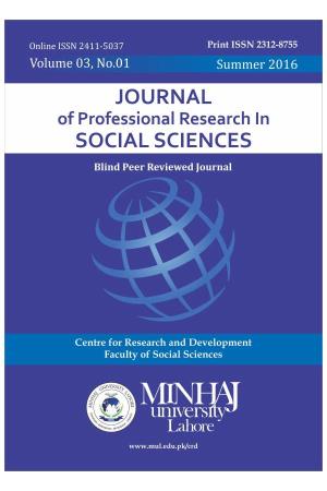 JPRSS, Vol. 03, No. 01, Summer 2016 Journal of Professional Research
