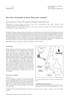 Diversity of Desmids in Three Thai Peat Swamps*