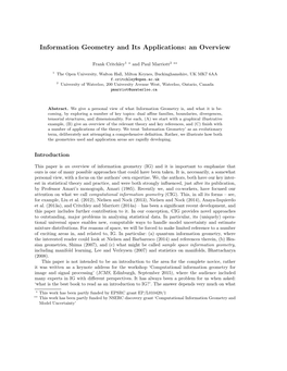 Information Geometry and Its Applications: an Overview