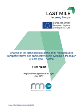 Analysis of the Technical State-Of-The-Art of Regional Public Transport Systems and Particularly Flexible Systems in the Region of East Tyrol – Austria