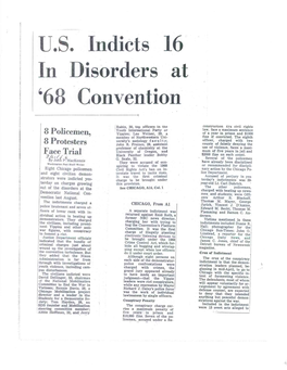 U.S. Indicts 16 in Disorders at `68 Convention