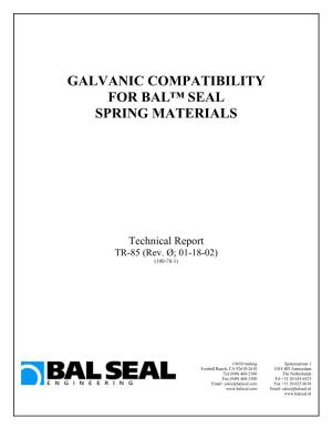 Galvanic Compatibility for Bal™ Seal Spring Materials