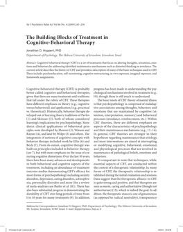 The Building Blocks of Treatment in Cognitive-Behavioral Therapy