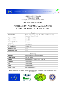 Protection and Management of Coastal Habitats in Latvia